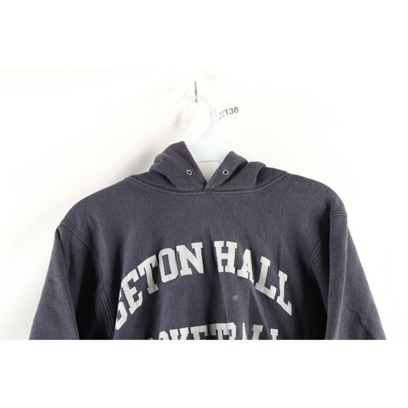 Vintage 80s Sand Knit S Thrashed Seton Hall University Basketball Hoodie USA - Picture 2 of 12